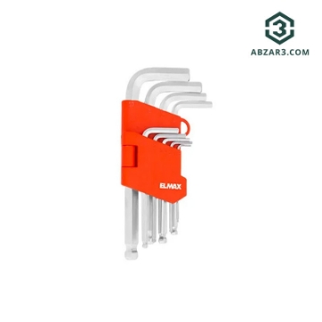 تصویر  آچار آلن 6 گوش سرگرد دسته متوسط 9 عددی المکس ELMAX H.K7806